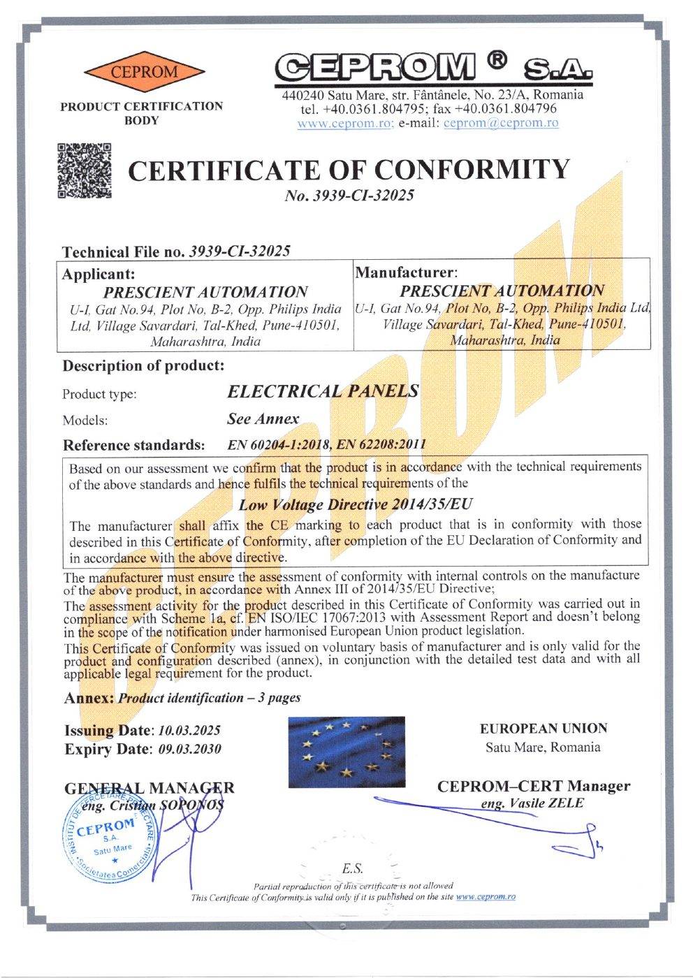 CE Certificate preview