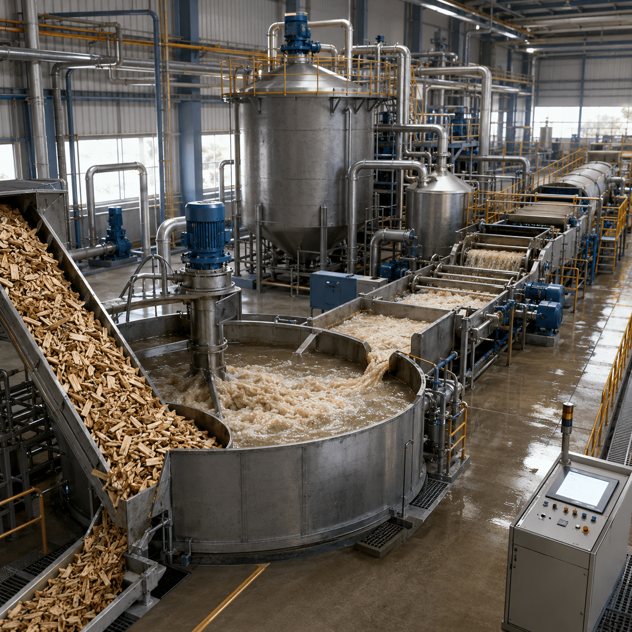 Pulp Preparation — wood chip handling and pulping vessels