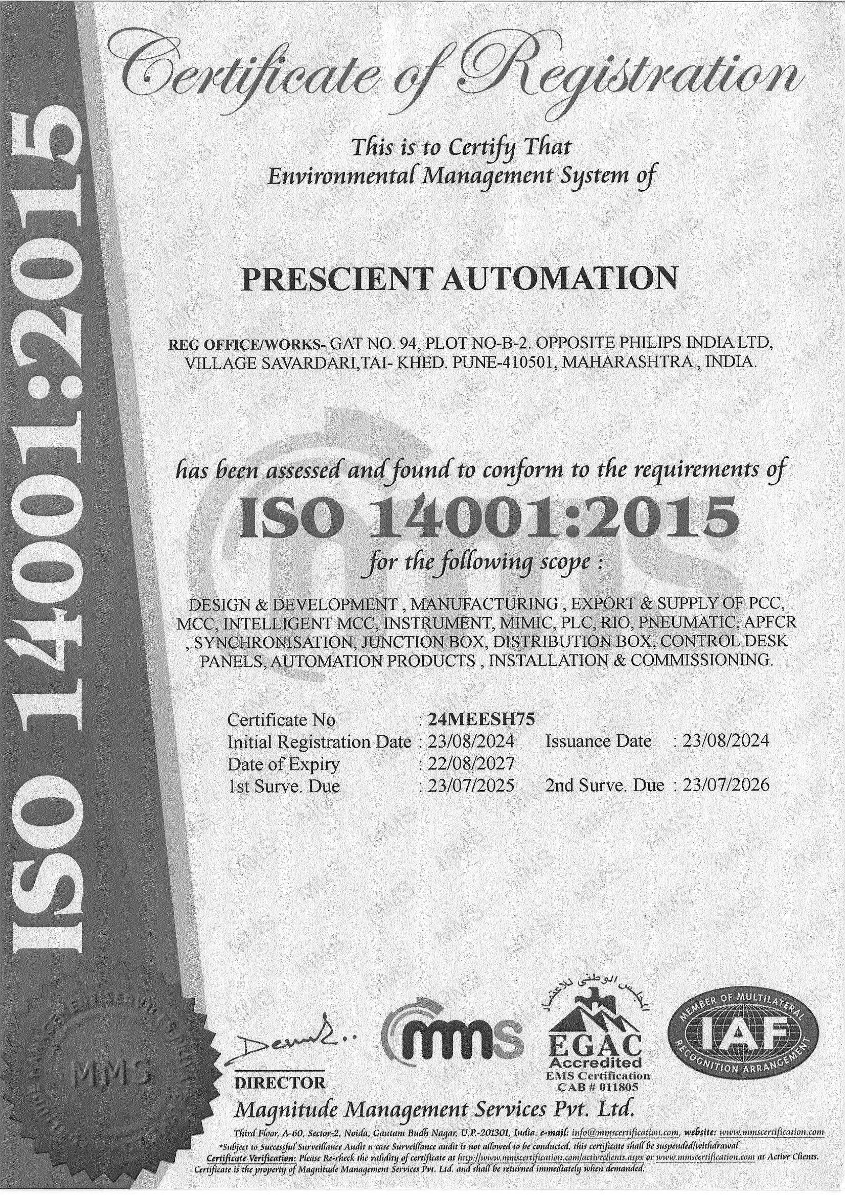 ISO 14001 Certificate preview