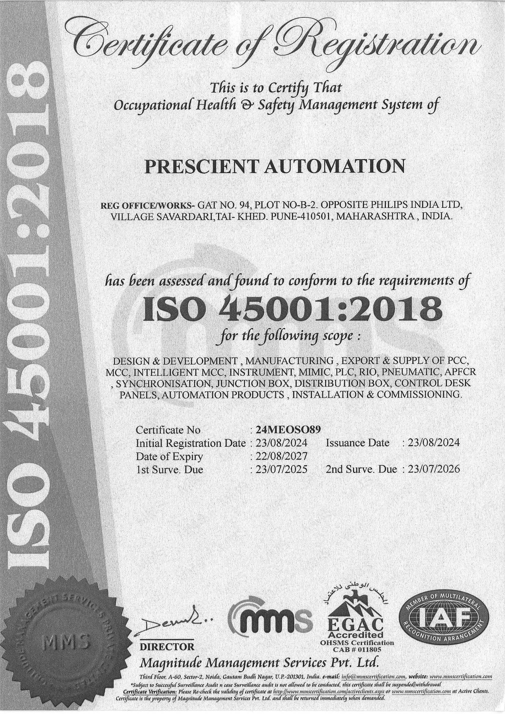 ISO 45001 Certificate preview