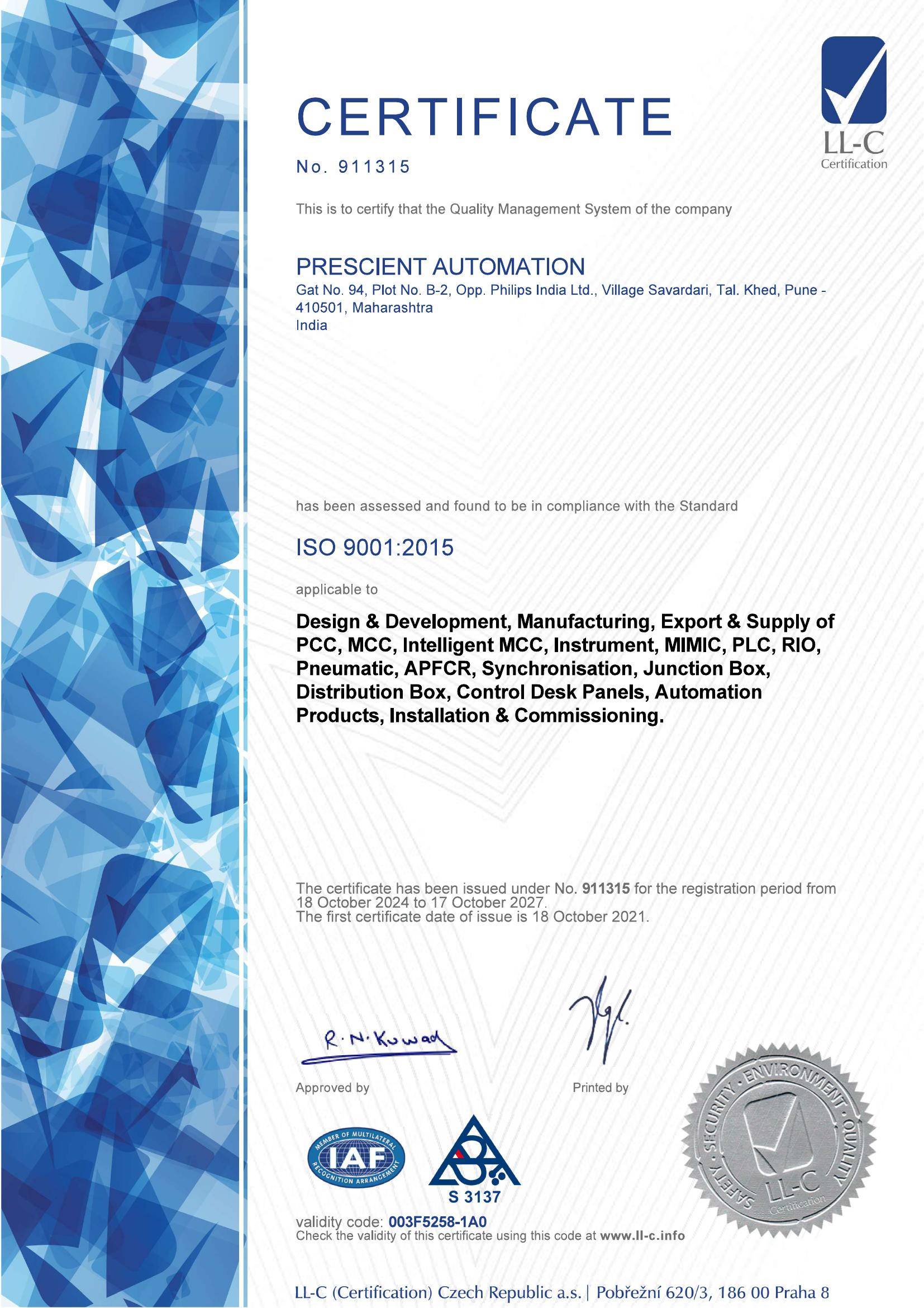 ISO 9001 Certificate preview