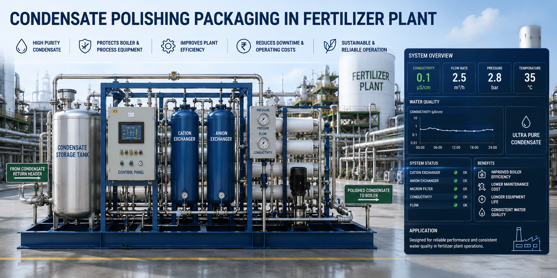 Condensate Polishing Package in Fertilizer Plant with IIoT monitoring