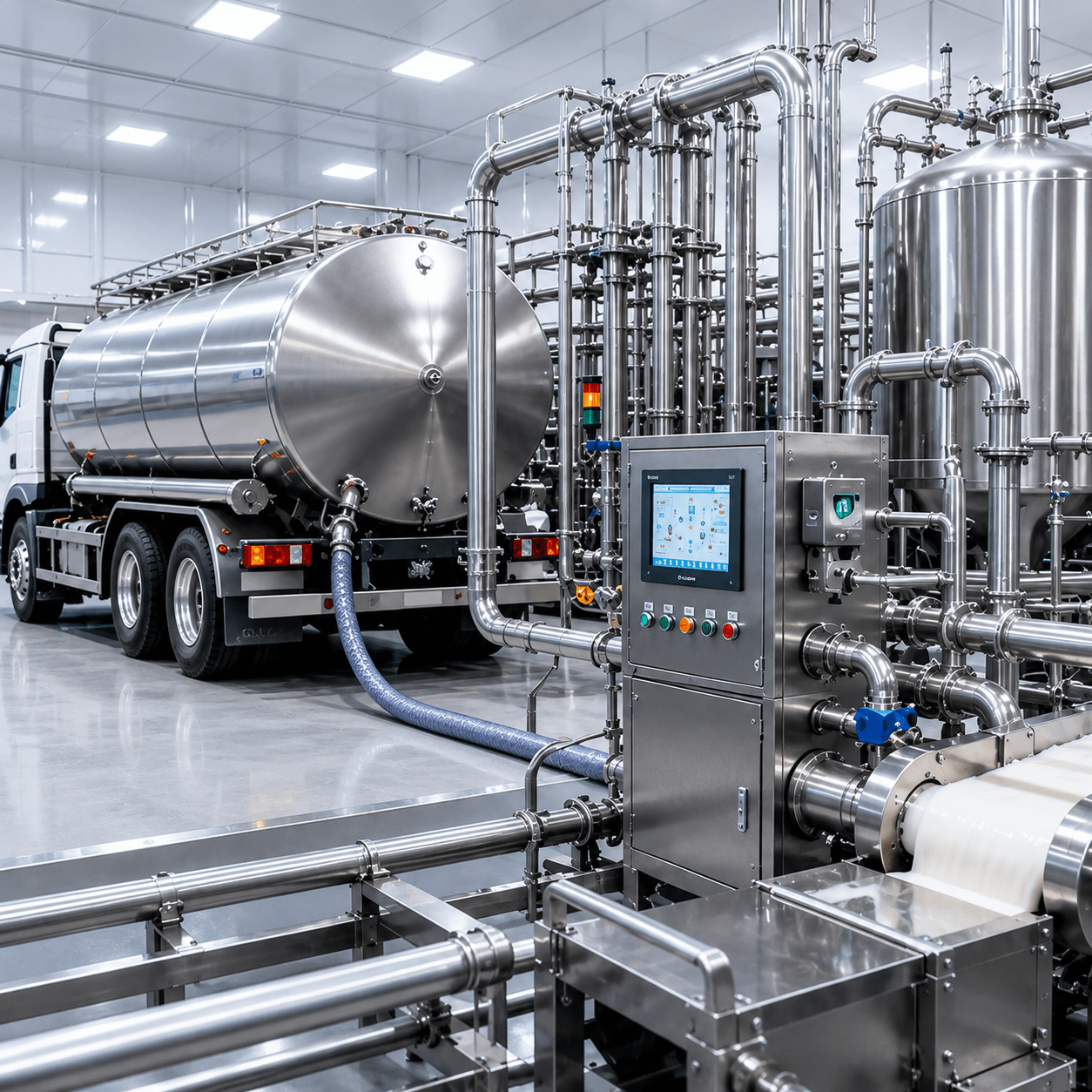 Milk reception and pasteurisation processing line — automated dairy plant